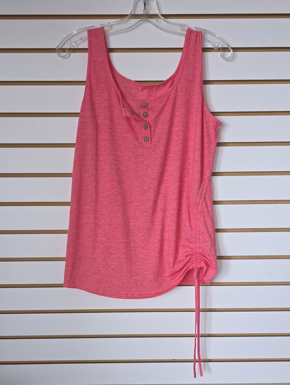 Tank Top with Button Front and Side Ruched Tie